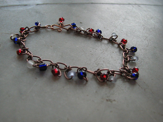Patriotic Copper Chain Bracelet