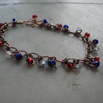 Patriotic copper chain bracelet